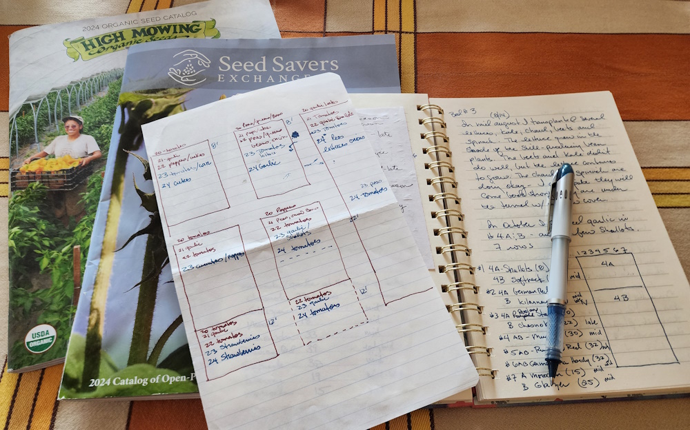 garden journal pages  and seed catalogs