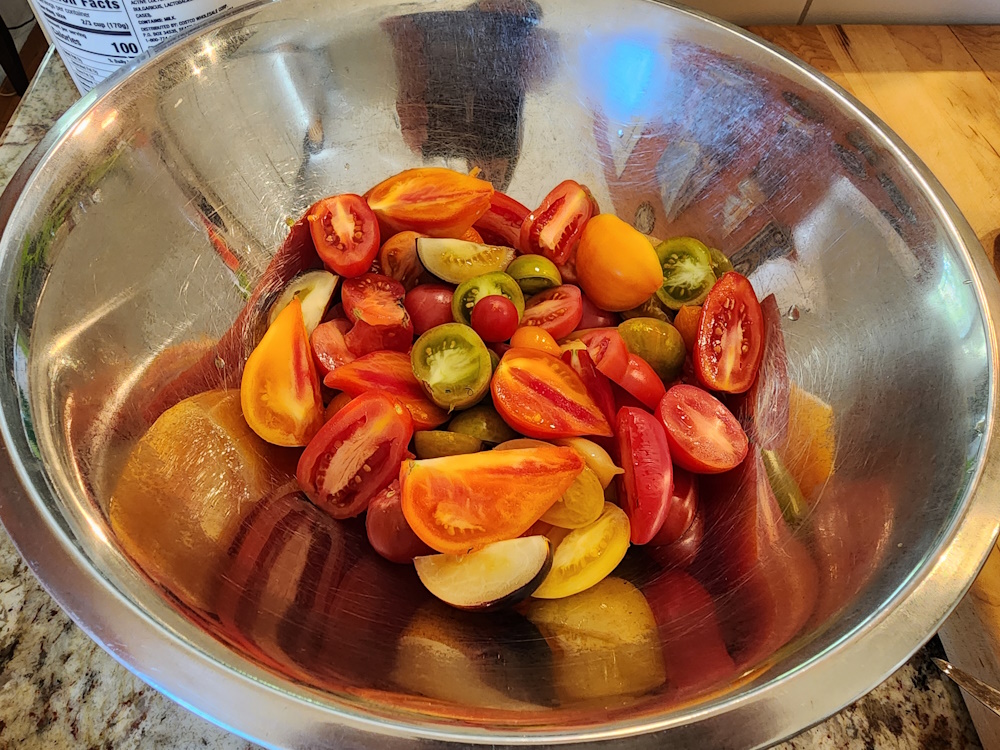 bowl full of mixed tomatoes
