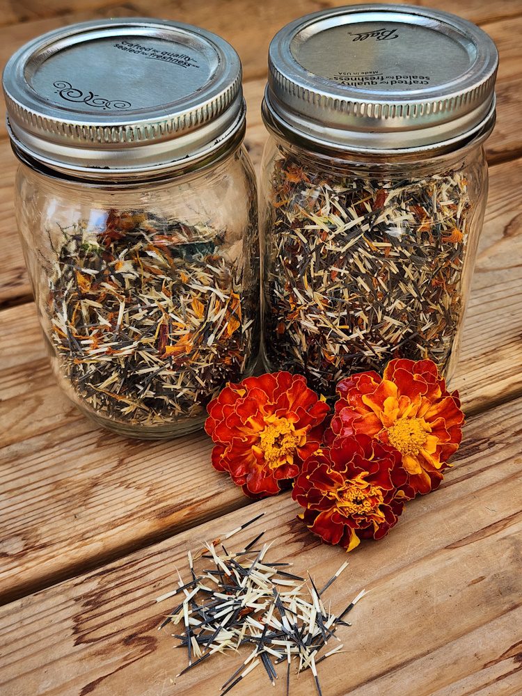marigold seeds in jars
